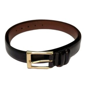 Allen Edmonds Polished Cobbler Leather Belt Brown 40 Solid Brass Buckle USA